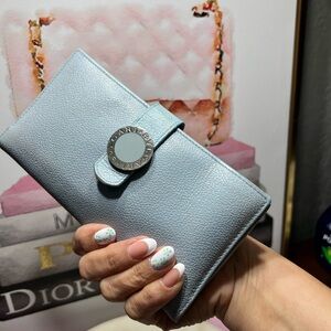 BVLGARI Long Wallet Leather Elegant Blue GUC